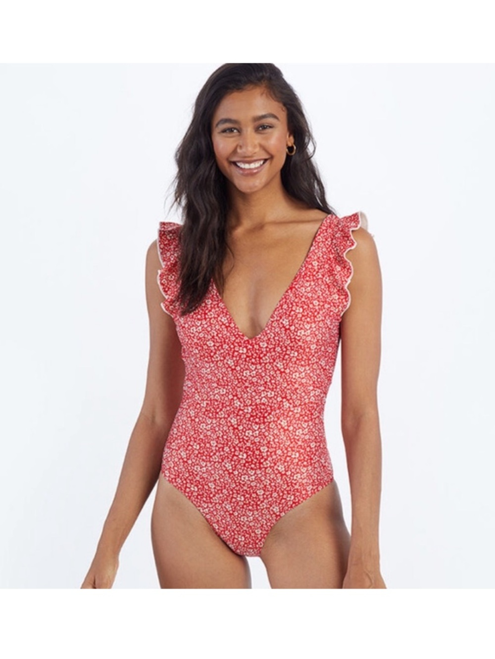 Summersalt Red Floral Ruffle One Piece Backflip Swimsuit 6